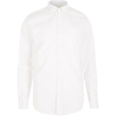 White twill collared shirt